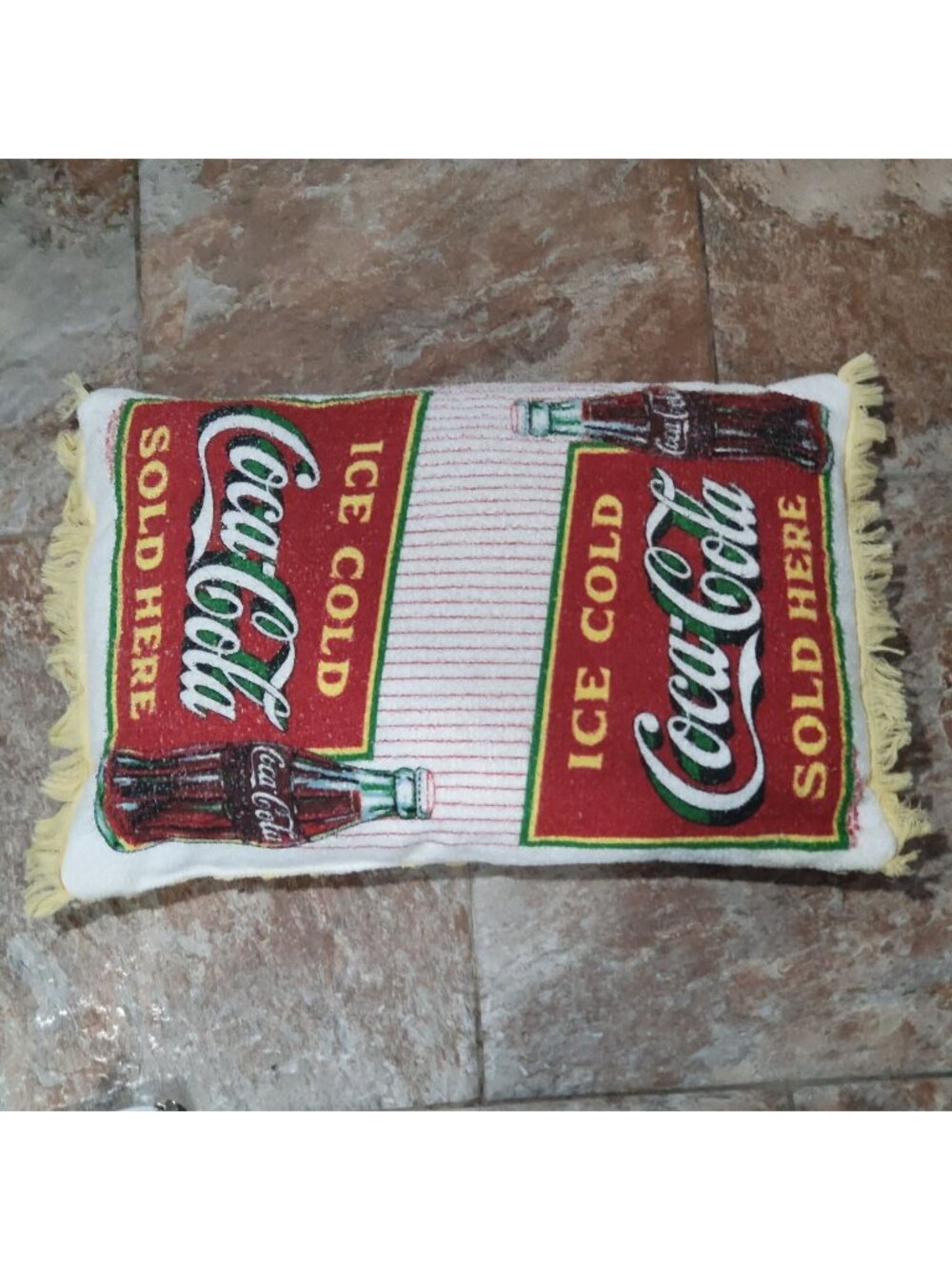 Vintage 1990 Coca Cola Ice Cold Sold Here Throw Pillow